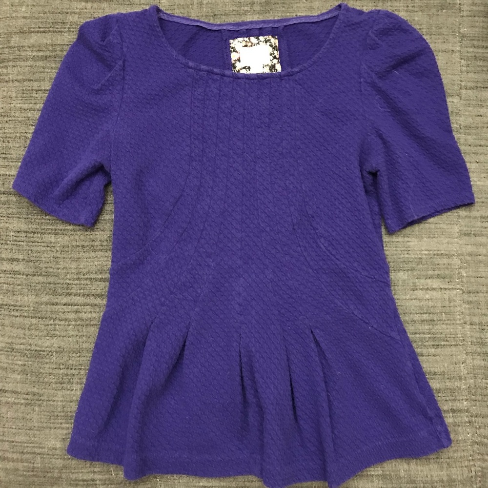 Purple Anthropologie Darted Peplum